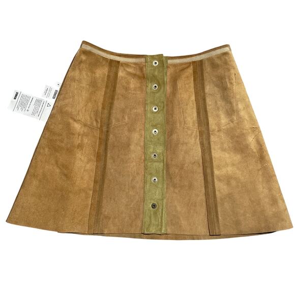 Reformation Tucson Skirt 8 Tan Leather Mini 70s Retro Mod Boho Festival Western - Picture 7 of 11